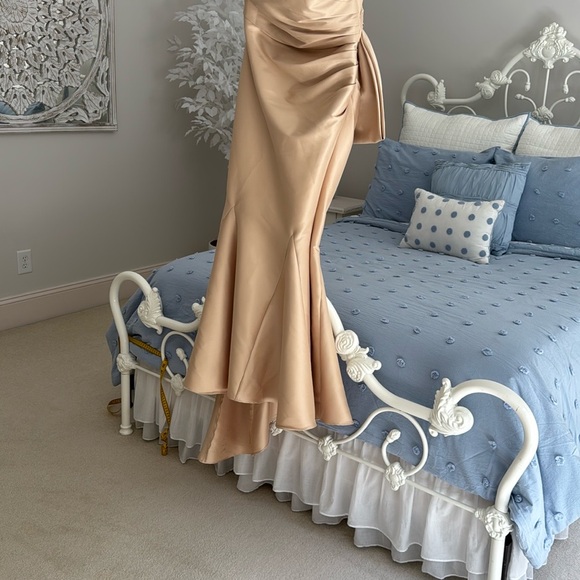 Badgley Mischka Strapless Champagne Mermaid Gown - Picture 4 of 15